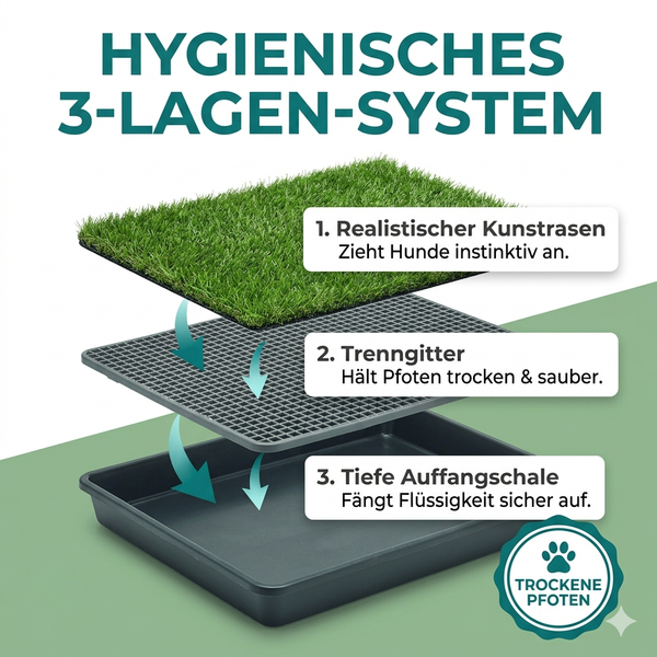 Premium Hundetoilette mit 3-Lagen-Kunstrasen